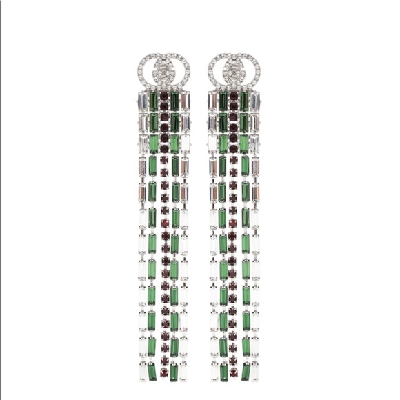 Rare Gucci Crystal GG Long Dangle Earrings - Picture 7 of 8